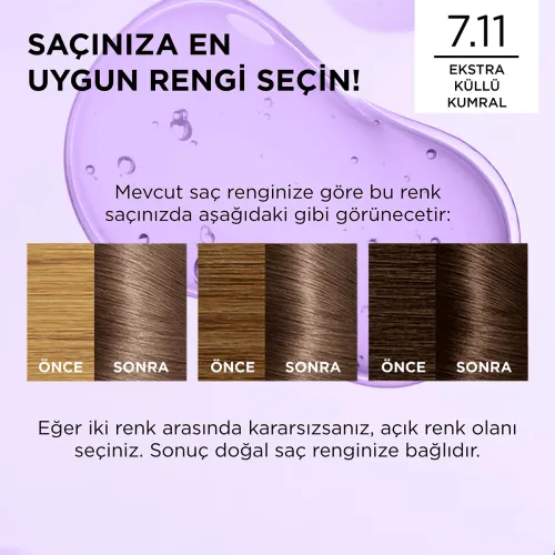 L'Oreal Paris Excellence Saç Boyası Ekstra Küllü Kumral 7.11