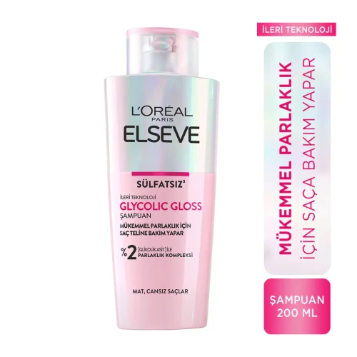 L'Oreal Paris Elseve Glycolic Gloss Mükemmel Parlaklık için Bakım Yapan Şampuan 200 ml L'Oreal Paris Elseve Glycolic Gloss Mükemmel Parlaklık için Bakım Yapan Şampuan 200 ml
