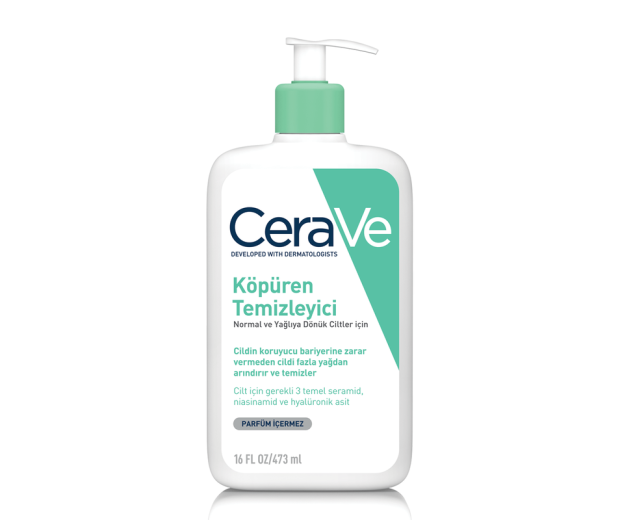CeraVe Normal Ve Yağlı Ciltler İçin Köpüren Temizleyici 473 ml görsel 1