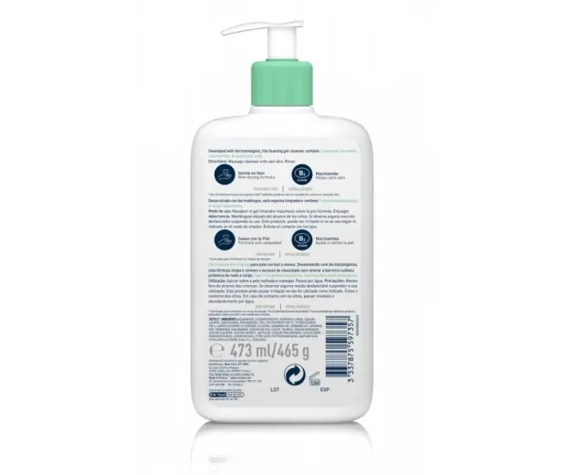 CeraVe Normal Ve Yağlı Ciltler İçin Köpüren Temizleyici 473 ml görsel 2