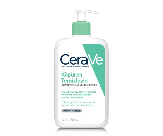 CeraVe Normal Ve Yağlı Ciltler İçin Köpüren Temizleyici 473 ml görsel 1